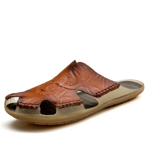 Quality Leather Non-Slip Slippers Men Beach Sandals