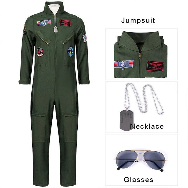 Adult Men Fighter Pilot Costume Air Force Flight Suit