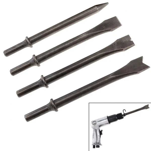 4pcs/set 170mm Hard 45# Steel Solid Short Air Chisel Impact Head Support Pneumatic Tool