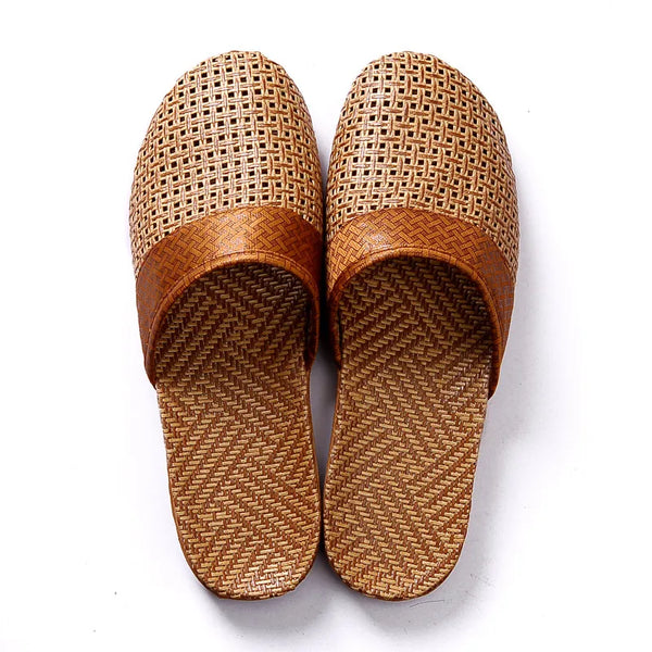 Men Anti-Slip Linen Slippers Rattan Grass Couple Comfortable Breathable Beach Sandals