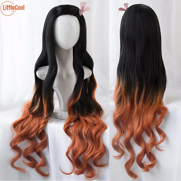 Kamado Nezuko Cosplay Wig 95cm Long Curly Wigs