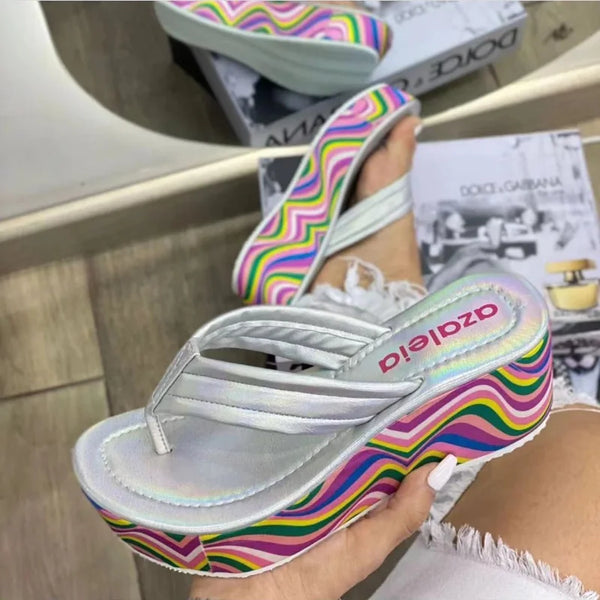 Summer Fashion Color Thick Bottom Flip Flops Shoes