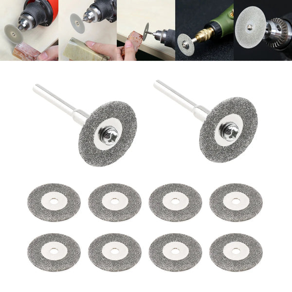 10pcs / Set Diamond Cutting Discs Saw Blade with 2pcs 3mm Connecting Shank