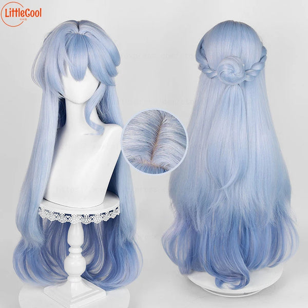 HSR Robin Cosplay Wig 96cm Long Light Blue Mixed Color  Anime Wigs