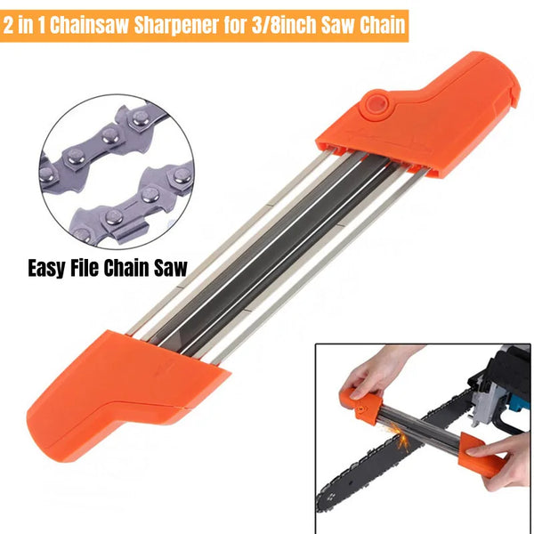 2 IN 1 Easy Chainsaw File Chain Sharpener Whetstone Kit