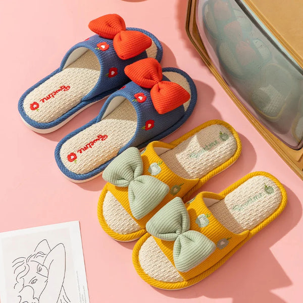 Fashion Bow Slippers Girls Indoor Bedroom Platform Non-slip Sandals