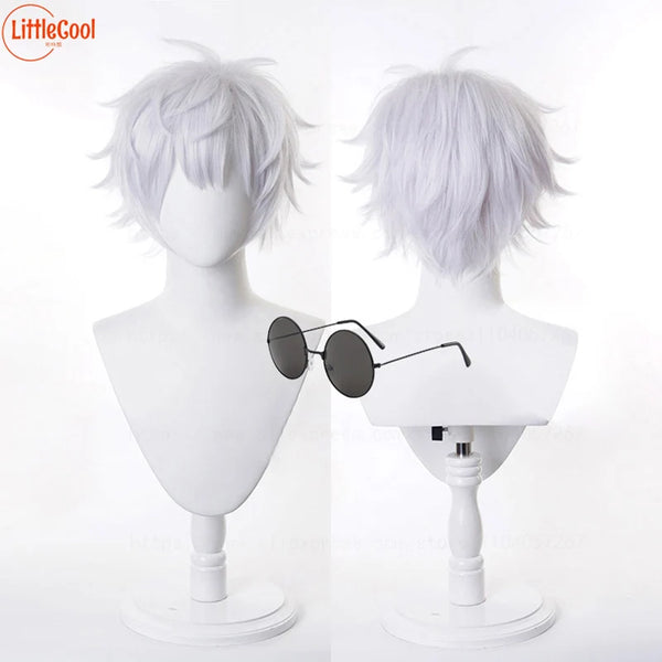 Gojo Satoru Cosplay Wig Short Silver White Heat Resistant Play Wigs