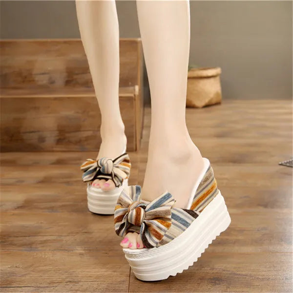 Slippers Casual Shoes On A Wedge Platform Slides Women Heels