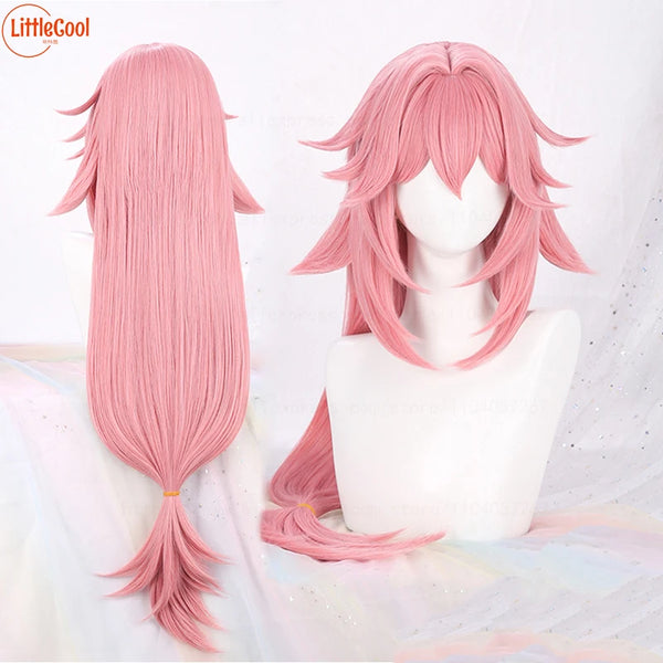 Yae Miko Cosplay Wig Women 85cm Long Pink Cosplay Wigs