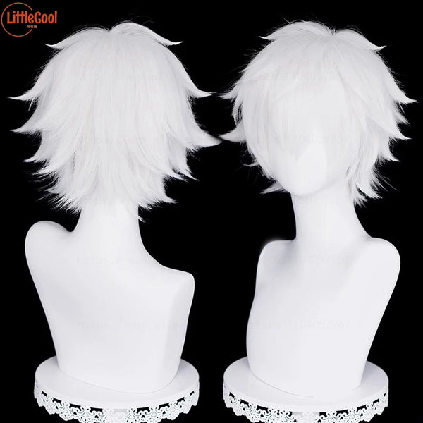 Lu Guang Cosplay Wig Short Fluffy Silver White Kaneki Ken Wig