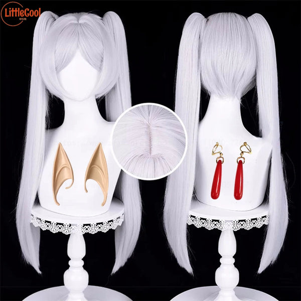 Cosplay Wig 68 cm Long Silver White Double Ponytails Wigs