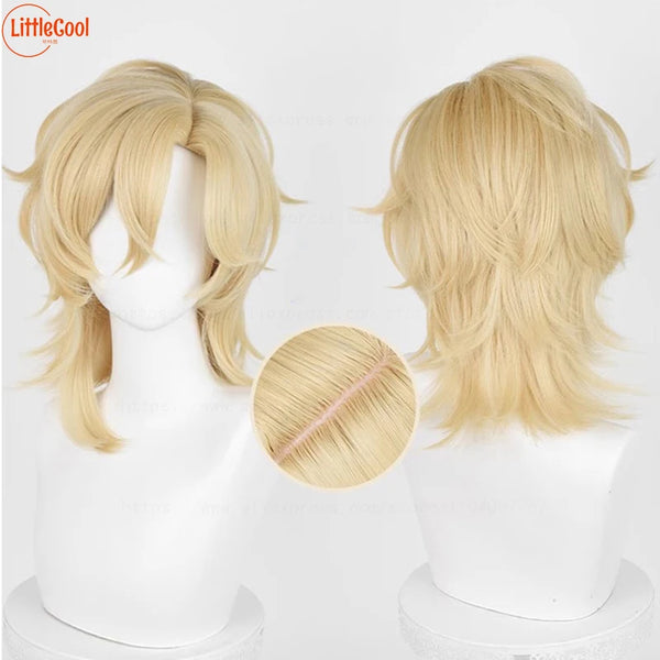 Honkai Star Rail Aventurine Cosplay Wig 40 cm Short Blond Cosplay Wigs