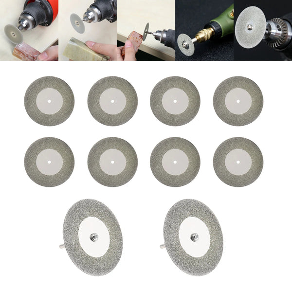 10pcs/Set Circular Saw Blades 50mm Diamond Cutting Discs Saw Blade with 2pcs 3mm Diameter Fixed Rod