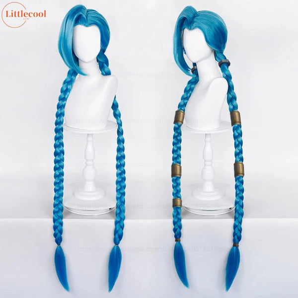 LOL Jinx Cosplay Wig Long Braided Blue The Loose Cannon Wig