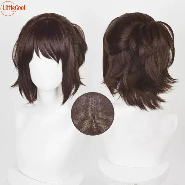 Hange Zoe Cosplay Wig 35cm Dark Brown Clip Ponytail Heat  Cosplay Wigs